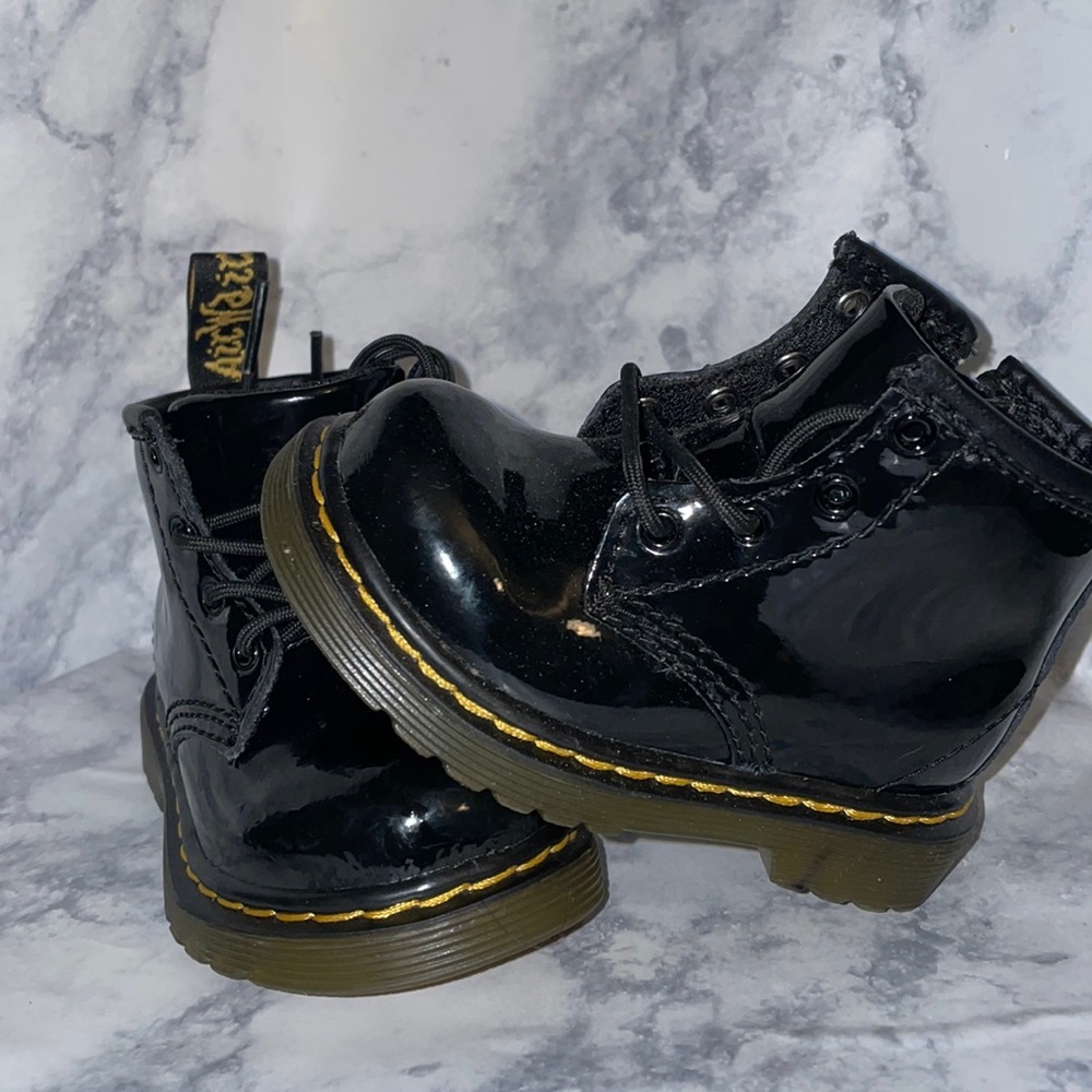 Infant Black Leather Dr Martens